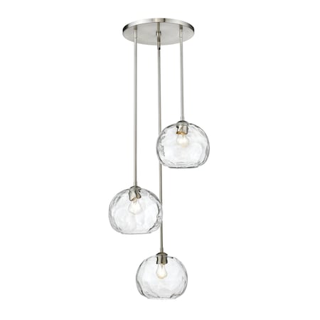 Z-Lite Chloe 3 Light Pendant, Brushed Nickel & Clear 490P10-3R-BN